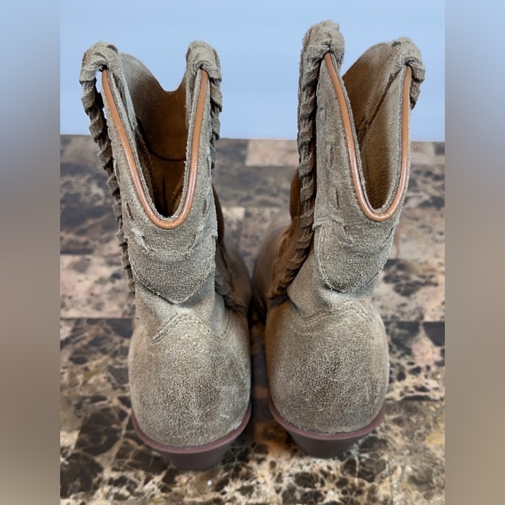 Ariat Women's Leather Round Up Rianda Western Cowgirl Boots Taupe Suede Brown - Picture 5 of 16